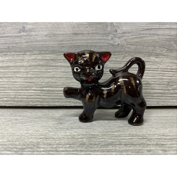 Vintage Brown Cat Porcelain Ceramic Decor‎ D1 - Picture 1 of 7